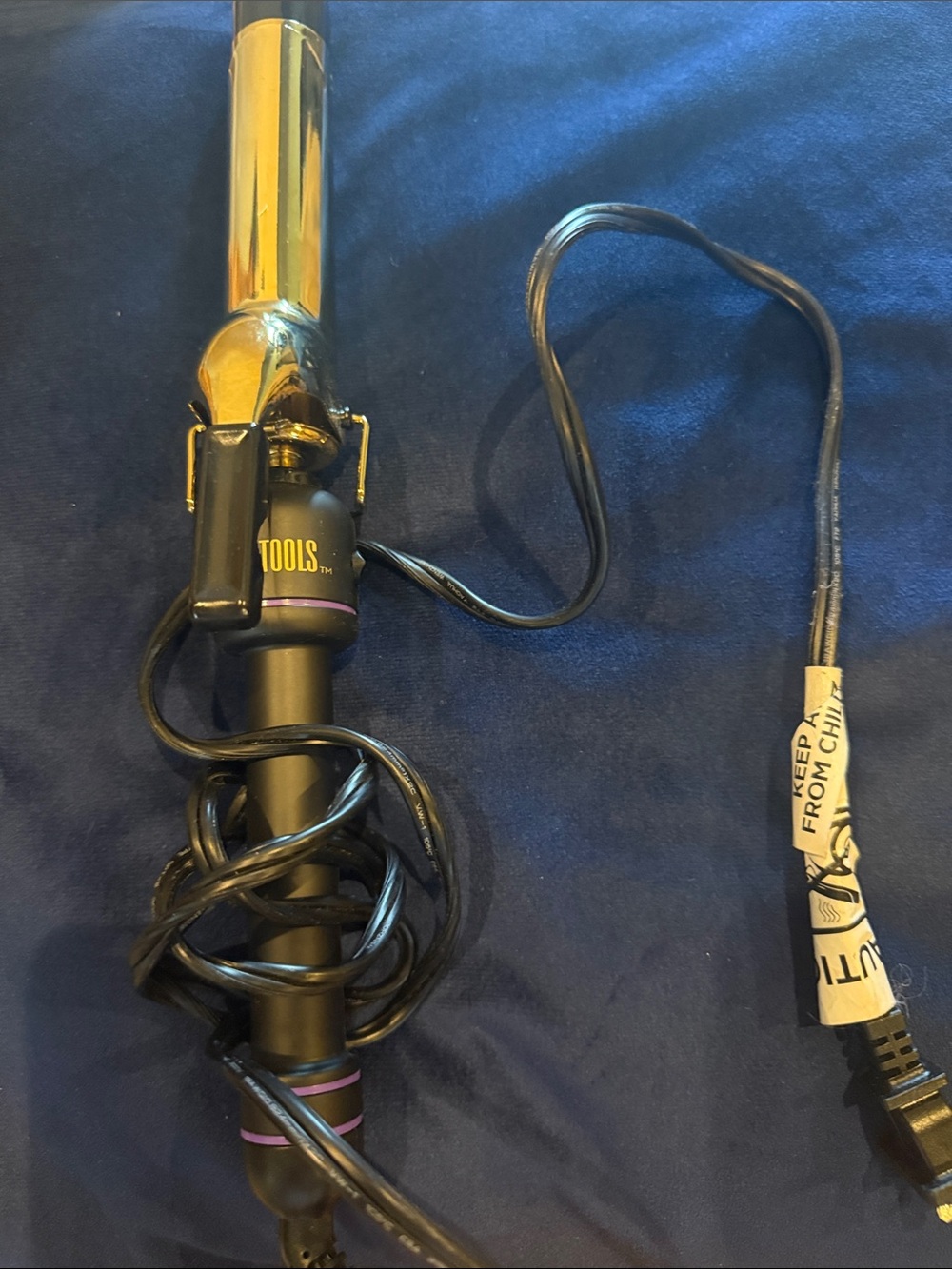 Hot Tools Curling Iron with Gold Barrel and Black Handle - Purple Trim